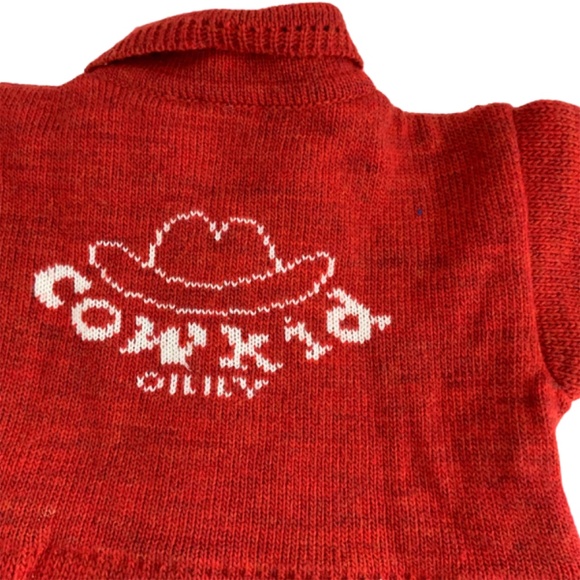 OLILY SWEATER SIZE: 9 to 12 Months PEPLUM TIE WAIST 3 BUTTON RED - Picture 3 of 4